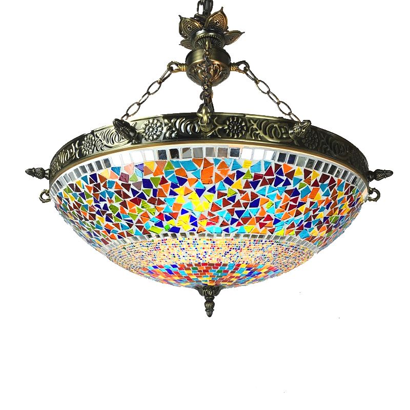 Spherical Amber Cyclone Glass Hanging Chandelier Retro 7 Heads Ceiling Pendant Light