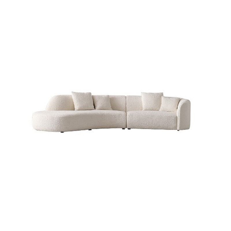 Beige Fabric Sectional Sofa Sloped Arm Sectional with Pillows