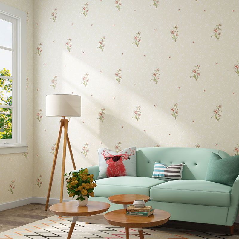 Dense Blossoms Design Wallpaper Decorative Wall Covering for Living Room, Non-Pasted