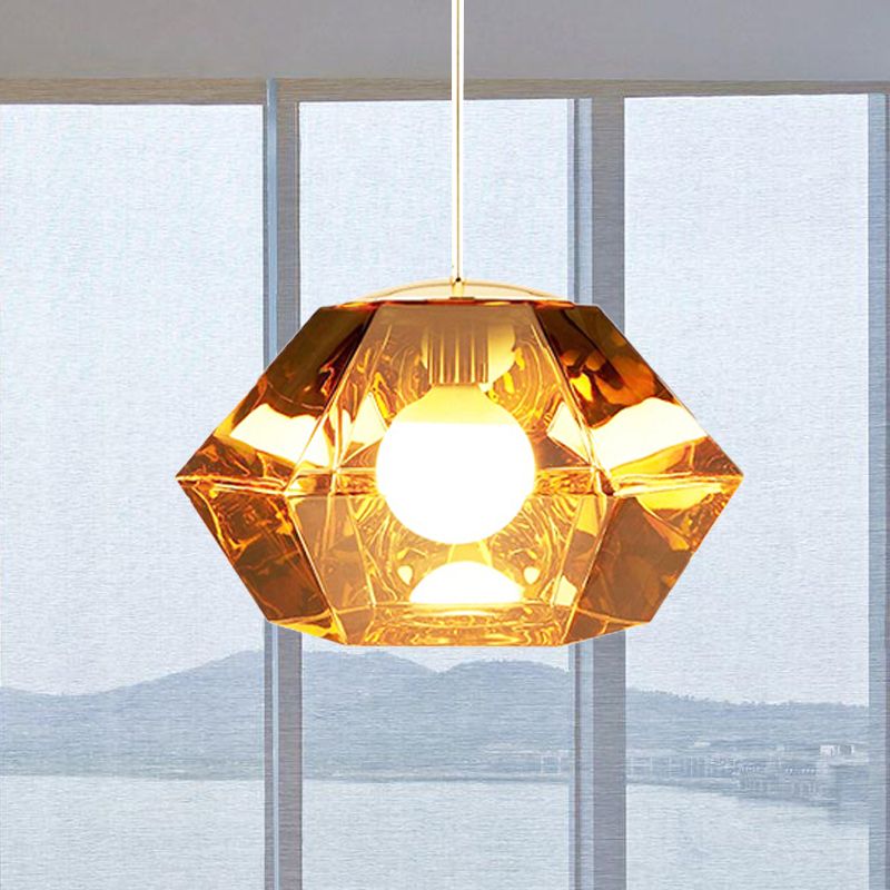 Diamond Anhänger Beleuchtung postmodernes Glas 1 Licht klar/bernsteinfarben