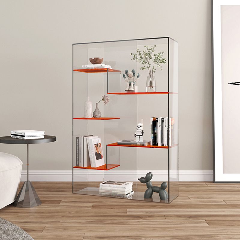 Contemporary Open Back Vertical Bookshelf Geometric Acrylic Bookshelf