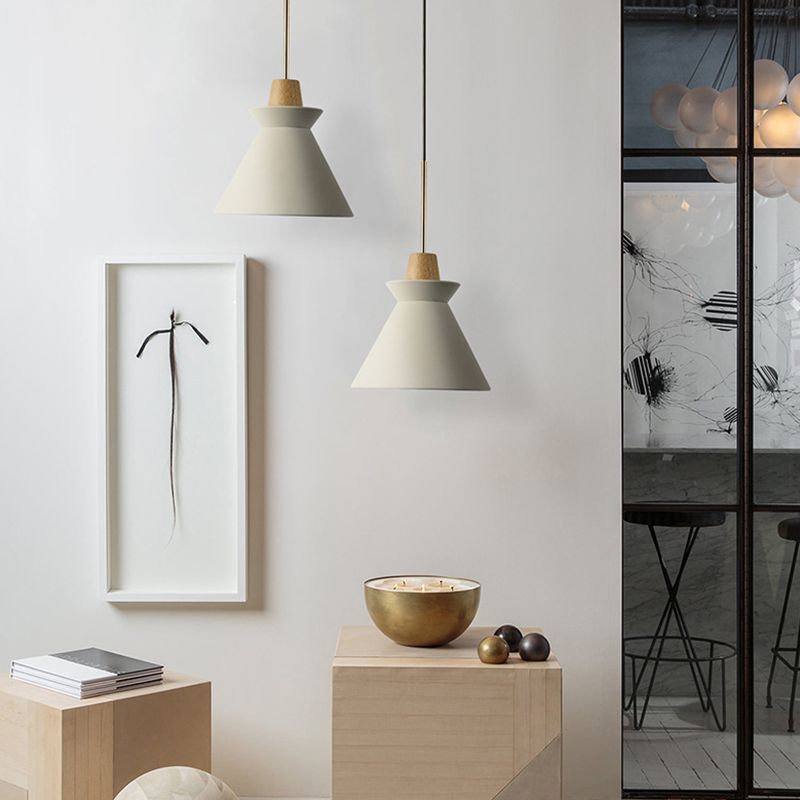 Cone Shaped Cement Hanging Ceiling Light Modern Style Hanging Light Kit for Bedroom