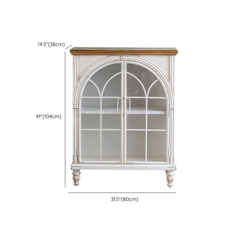 Traditional Pine Curio Cabinet Glass Doors Display Stand with Doors