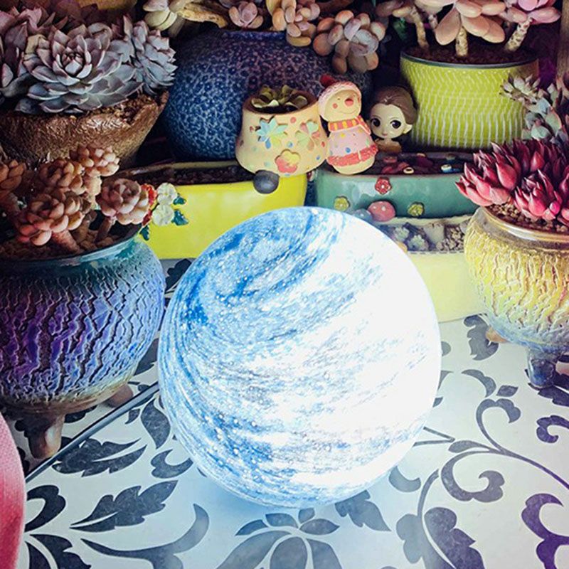 Vetro colorato pianeta comodino luce decorativa 1 illuminazione da tavolo per bambini