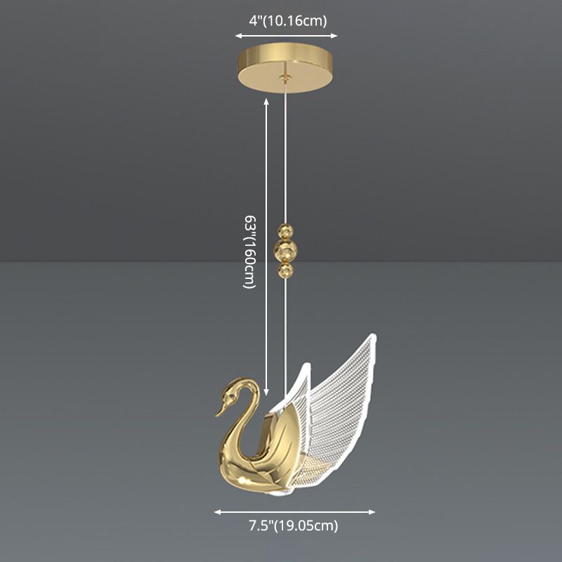 Swan Shape 1 Head plafond Pendant lampe Postmodern Metal Metal Plafond Light for Dinning Room Bedroom