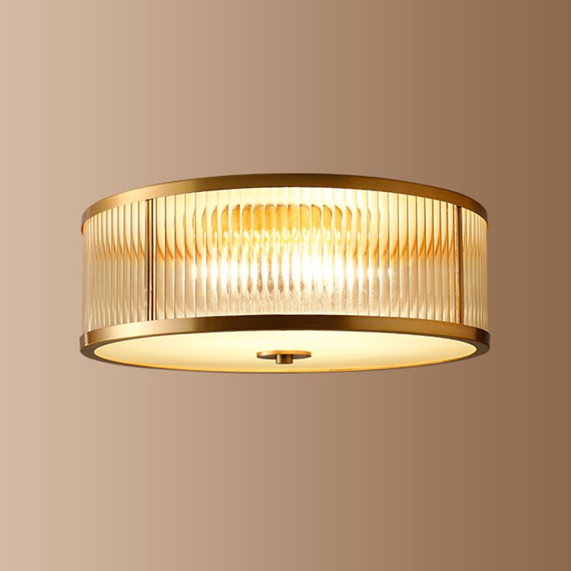 American Style Ceiling Light Cylinder Shape Ceiling Lamp with Glass Shade for Bedroom