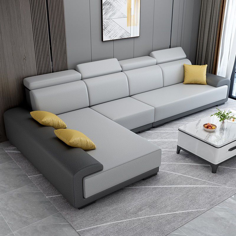 Faux Leather Pillow Top Arm Sectionals with Wear-Resistant for Living Room