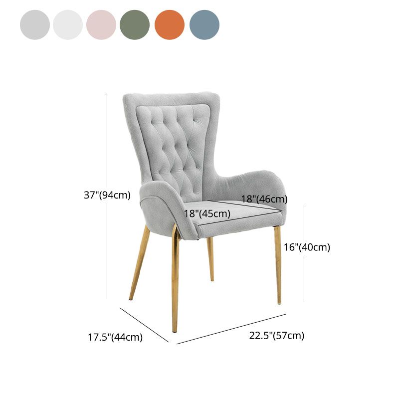 Glam Metal Arm Dining Chair Upholstered Dining Side Chair for Home Use