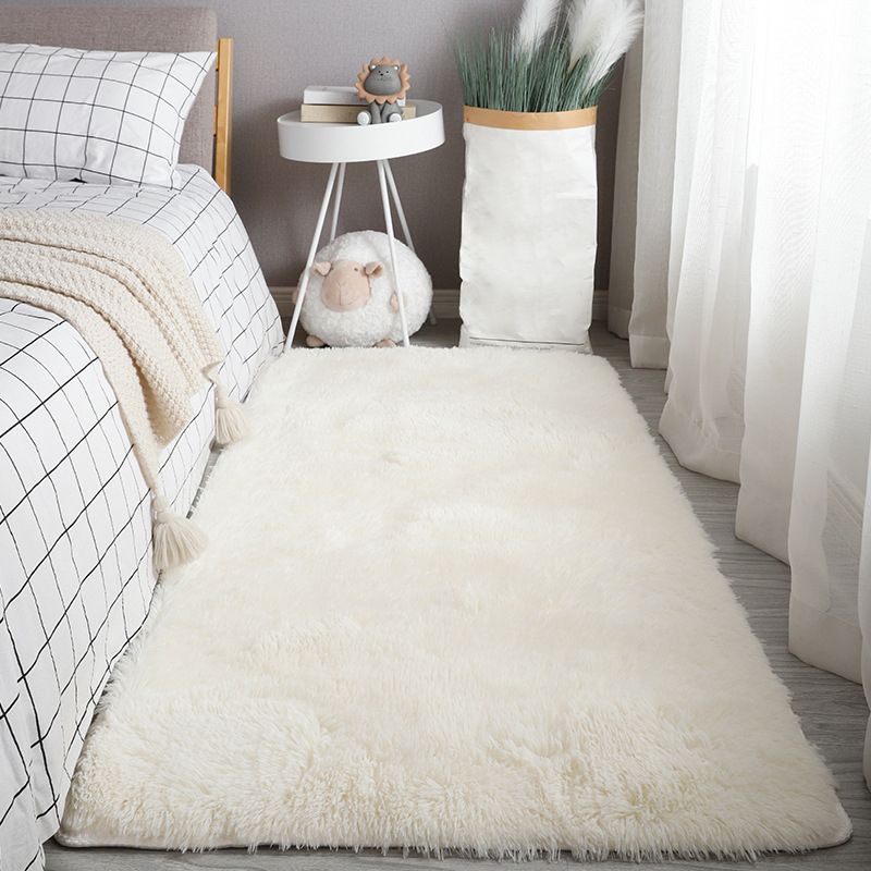 Green Modern Rug Polyester Solid Color Rug Non-Slip Backing Rug for Living Room