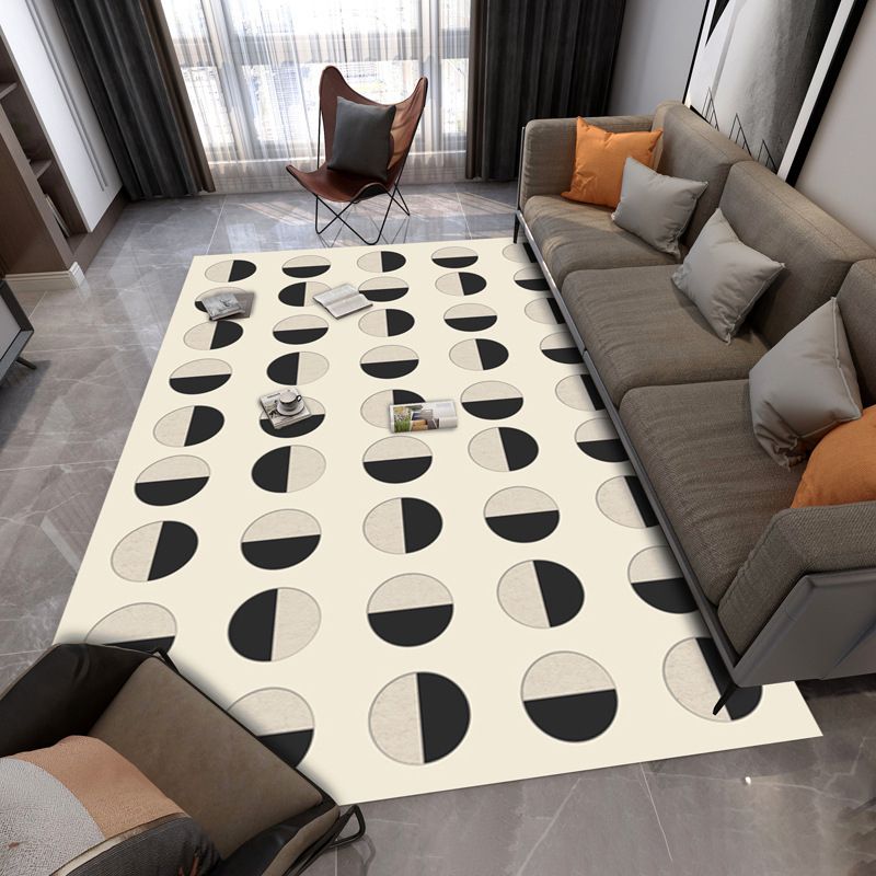 Zwart modern tapijten polyester gestreepte patroon tapijt wasbaar tapijt voor woonkamer