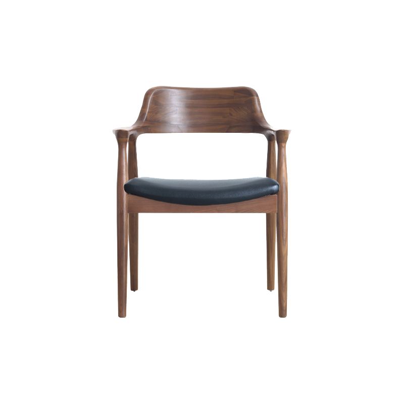 Modern Armrest Backrest Cushion Chair with Wood Legs for Dining Room
