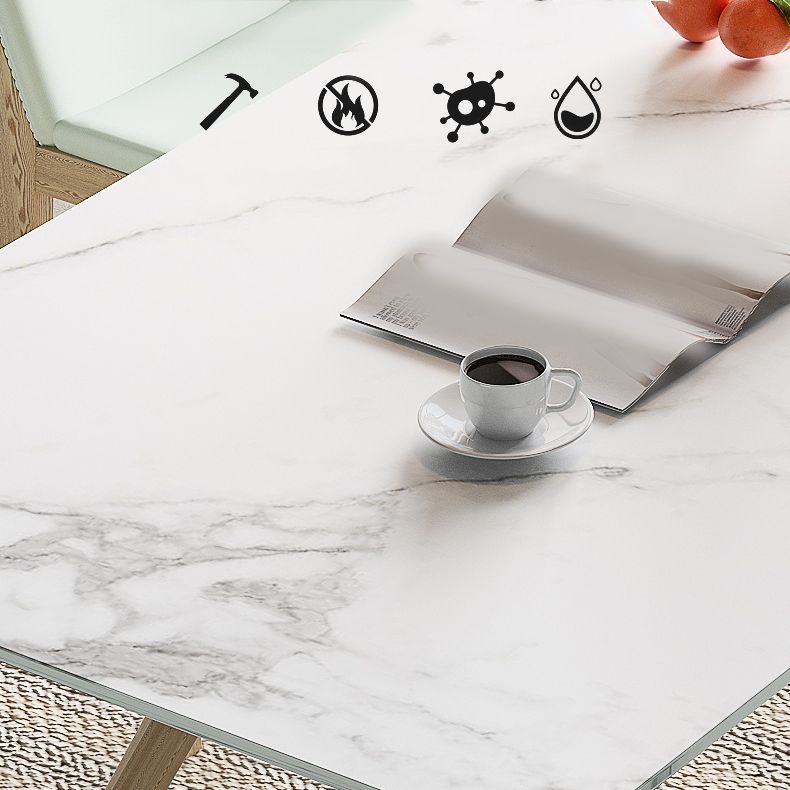 Matte Finish Dining Table Set with Wooden Frame 1/4/5/7 Pieces Glam Dinette Set for Home