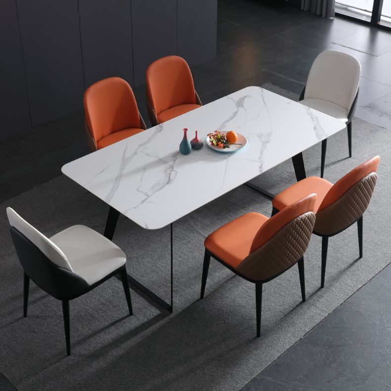 Contemporary Sintered Stone Rectangle Table Set 1/2/5/7 Pieces Dining Set