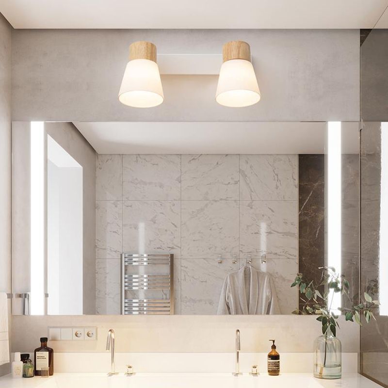 Modern Bell Vanity Wall Light Fixtures Wood Vanity Lights in White