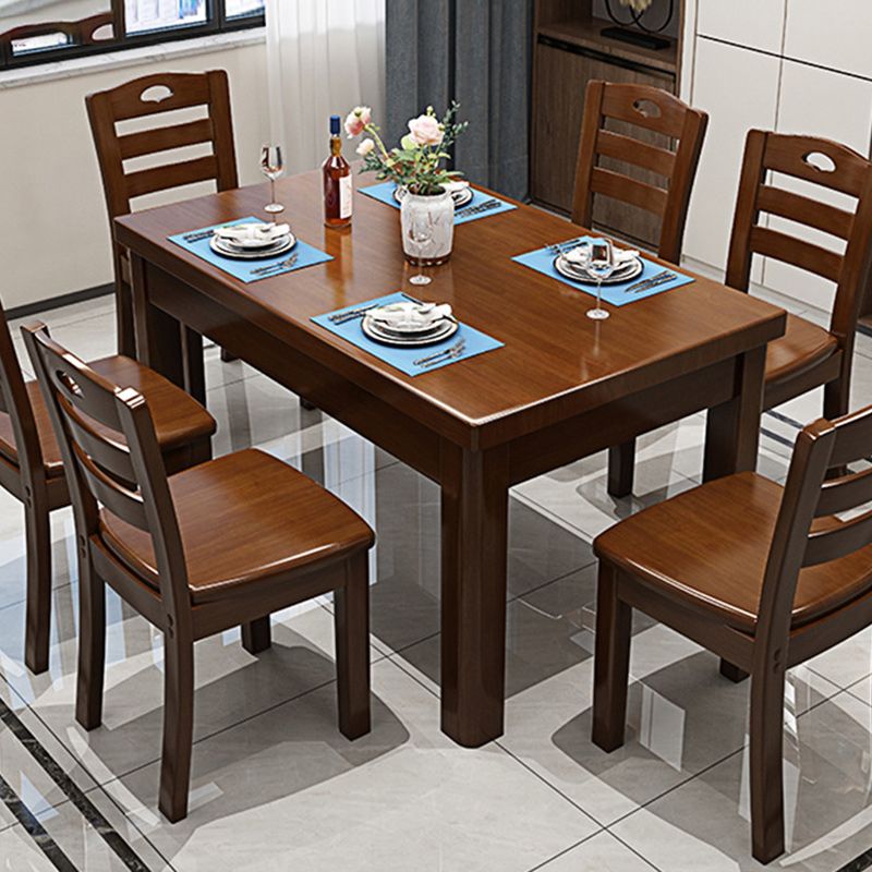 Wood Base Dining Table Contemporary Dinner Table with 4 Legs
