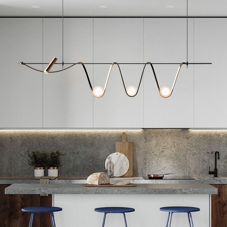 Black Metal Appeding Biling Light LED Linear Linear Lampade per isola per sala da pranzo