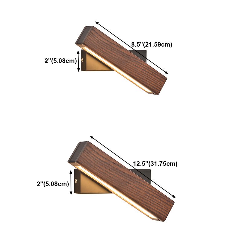 Square Shade Wood Wall Sconce Modern Style Single Light Wall Mounted Light