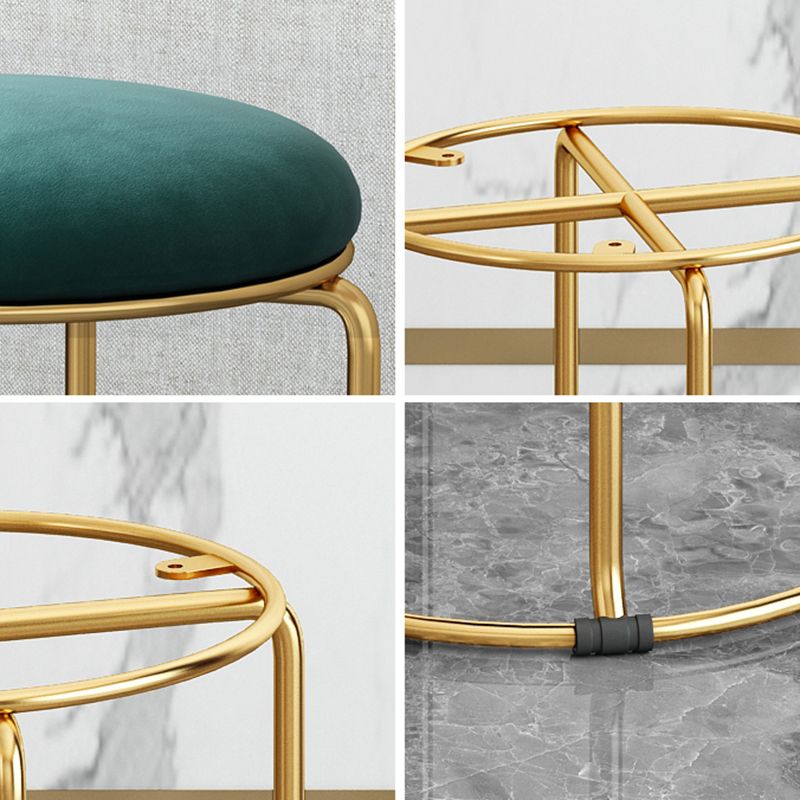 Glam Velvet Chair Ottoman Cylinder Shape Metal Frame Mildew Resistant Ottoman Stool