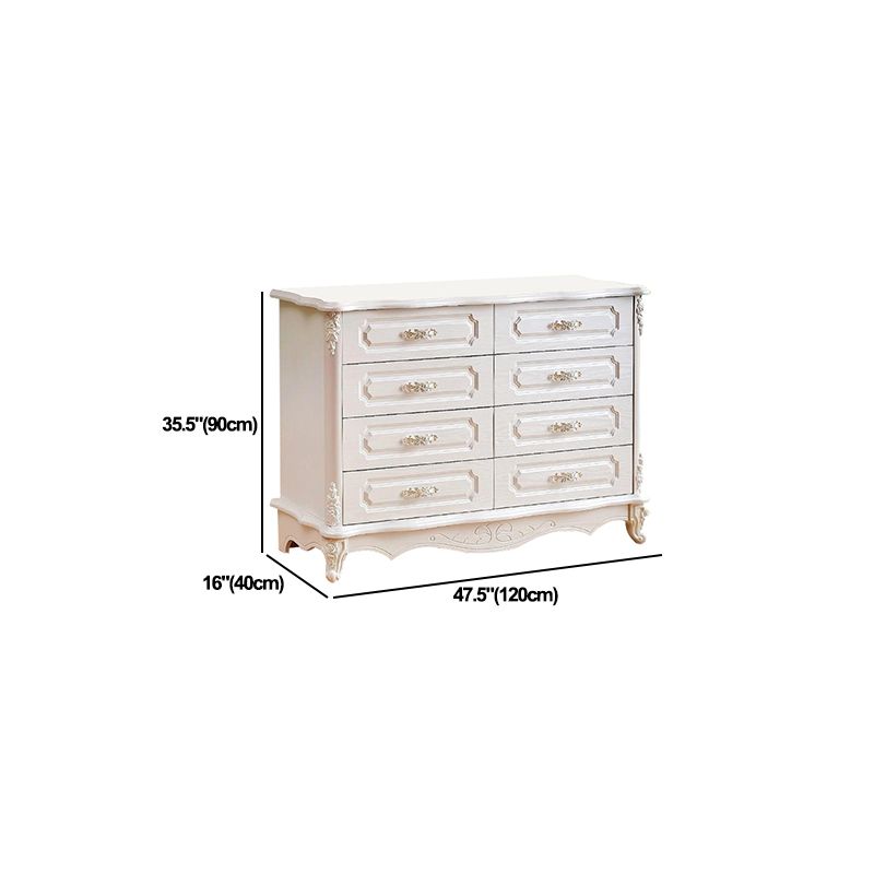 White Wood Storage Chest Dresser Modern Bedroom Storage Chest with Drawers