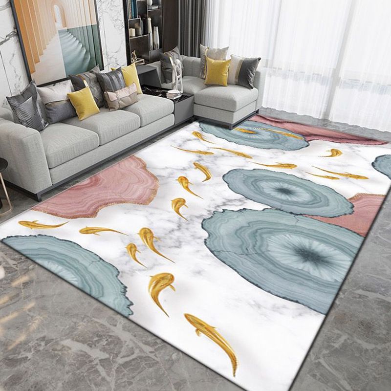 Light Gray Modern Rug Polyester Pattern Area Rug Stain Resistant Rug for Home Decor
