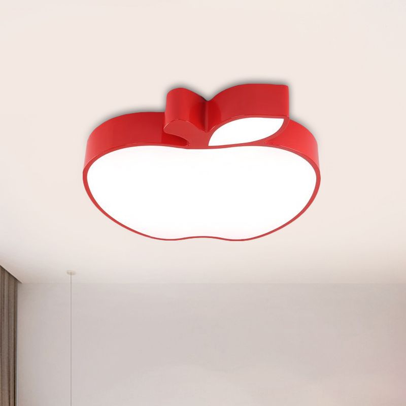Kids LED Flush Mount Lamp with Acrylic Shade Red/Yellow/Blue Apple Flush Ceiling Light Fixture