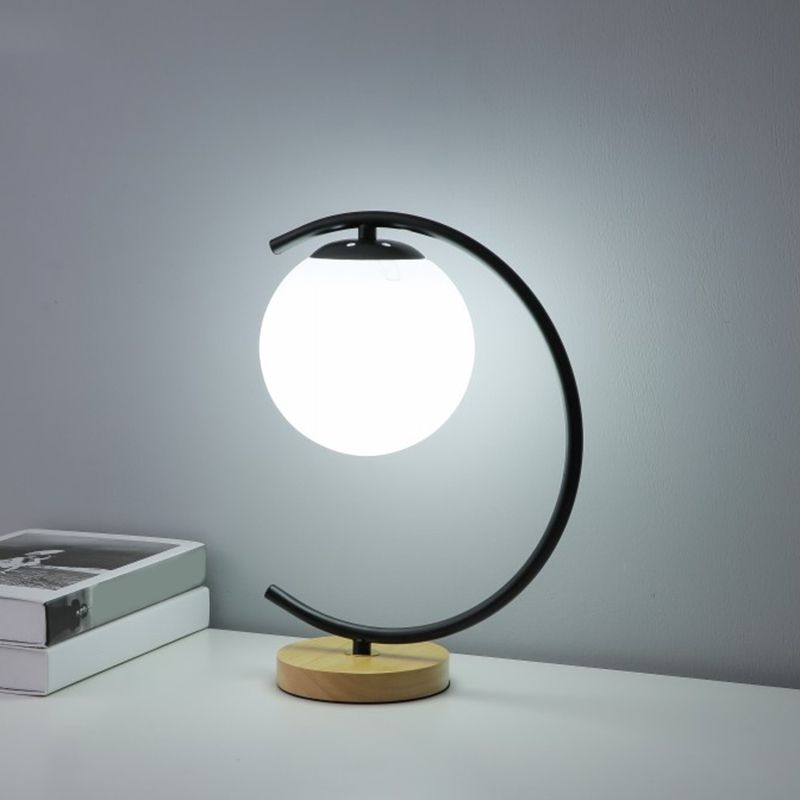 Ultra-modern Simplicity Globe Table Lamp White Glass Nightstand Lamp for Bedroom
