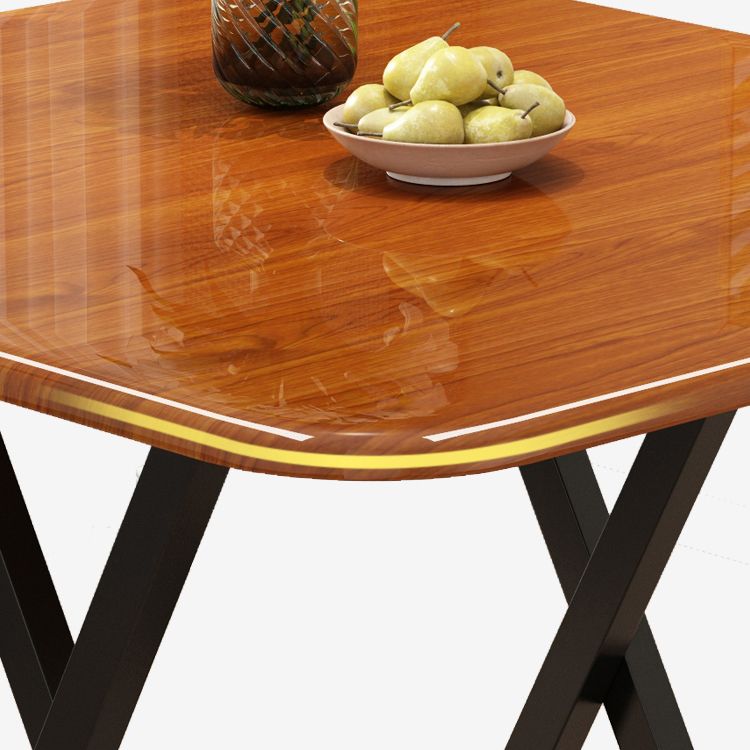Modern Folding Wood Top Dining Table with Metal Leg for Living Room