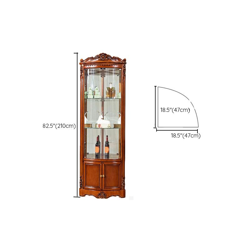 Glass Paned Solid Wood Rustic Knobs Accent Cabinet with Doors