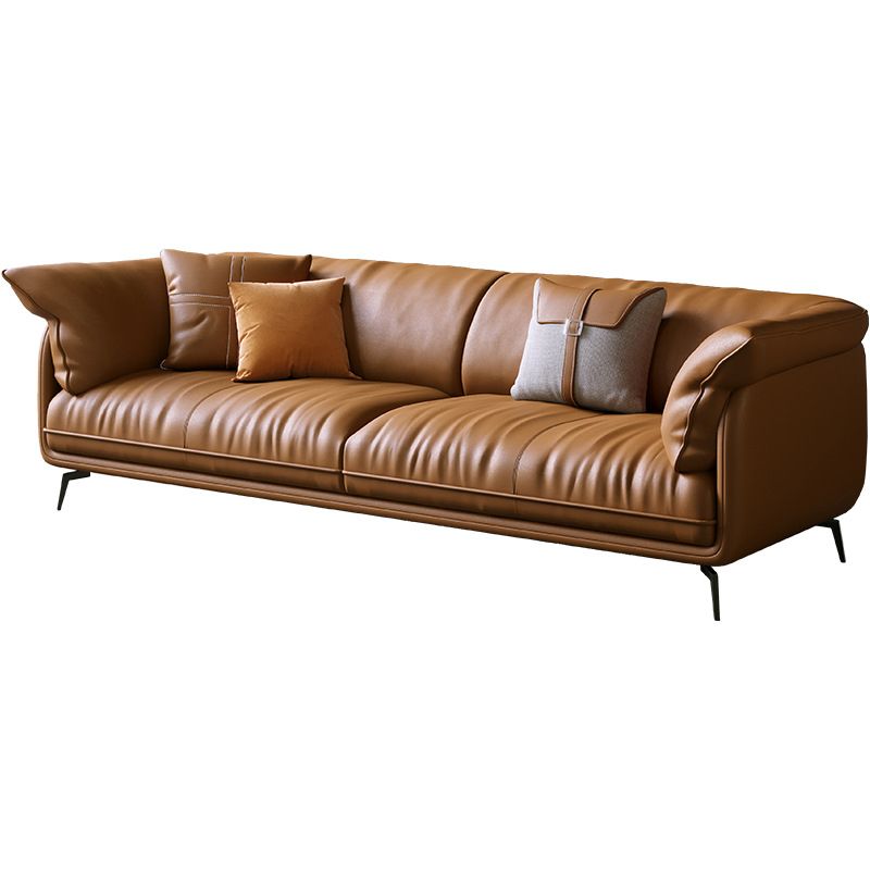 Modern Style with Pillow Back Leather/napa Upholstered Brown Sofa