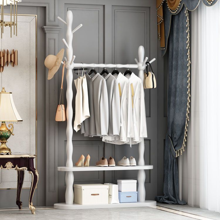 Contemporary Style Open Armoire Pine Wood Armoire with Clothing Rod