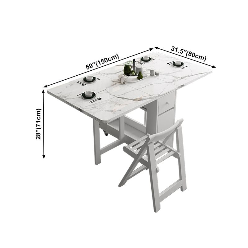 59-inch Rectangle Shape Mid-Century Modern Dining Table White Tone Extendable Table
