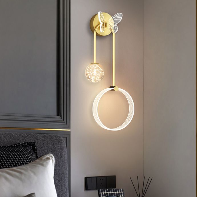 Modern Style Spherical Shape Wall Sconce Glass 3 Light Wall Lighting for Bedroom