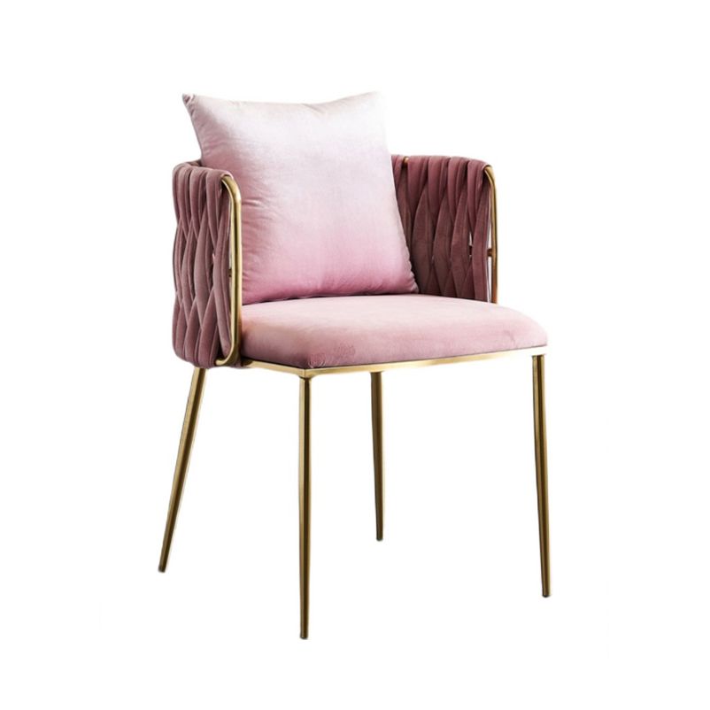 Scandinavian Bedroom Velvet Side Chair Light Color Solid Back Dining Chair