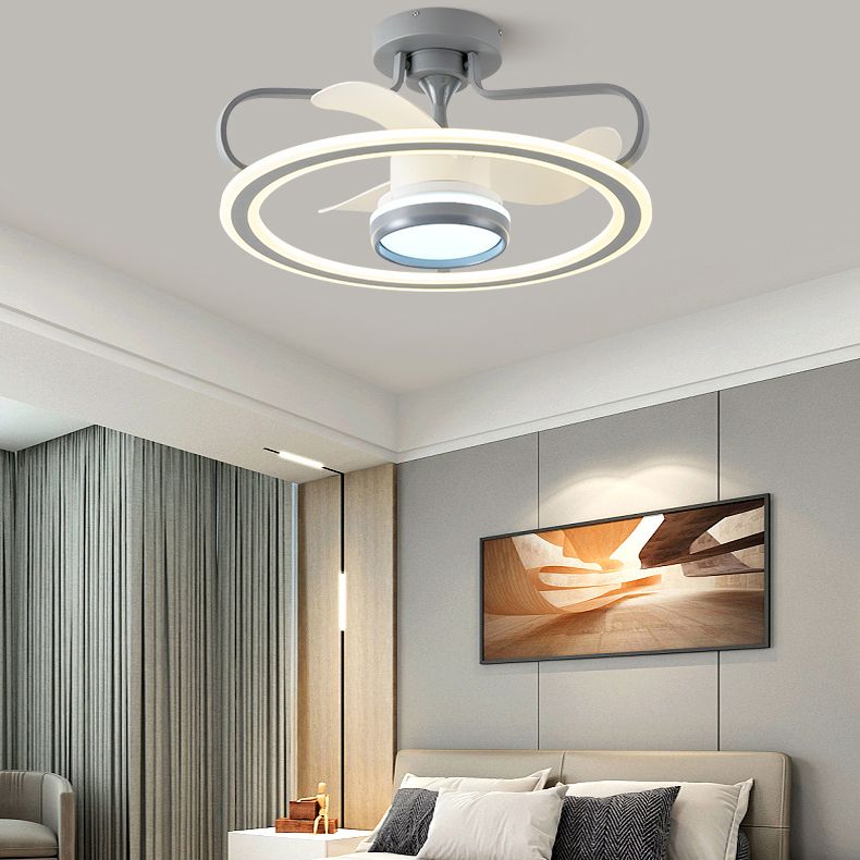 Kids Style Circle Shape Ceiling Fan Lamps Metal 2 Light Ceiling Fan Lighting