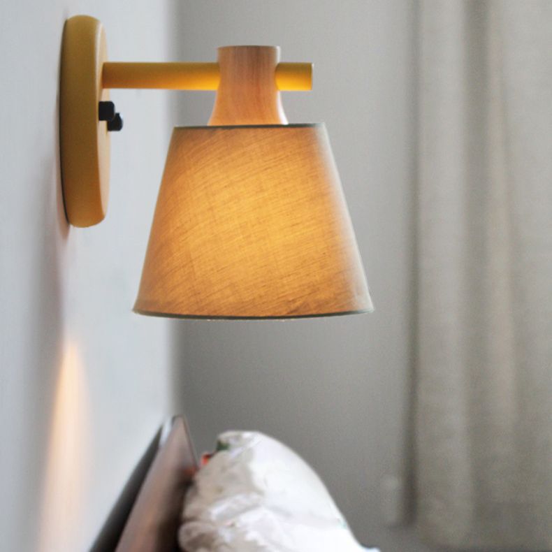 Cone Wall Wall Mount Light Fixture Modern Style Fabric Bedroom Wall Lighting Fixture