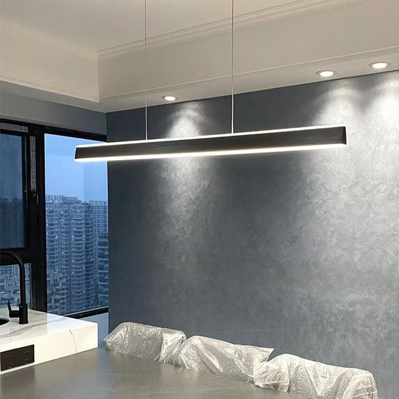Metal Linear Chandelier Light Fixture Simple LED Island Pendant for Dining Room