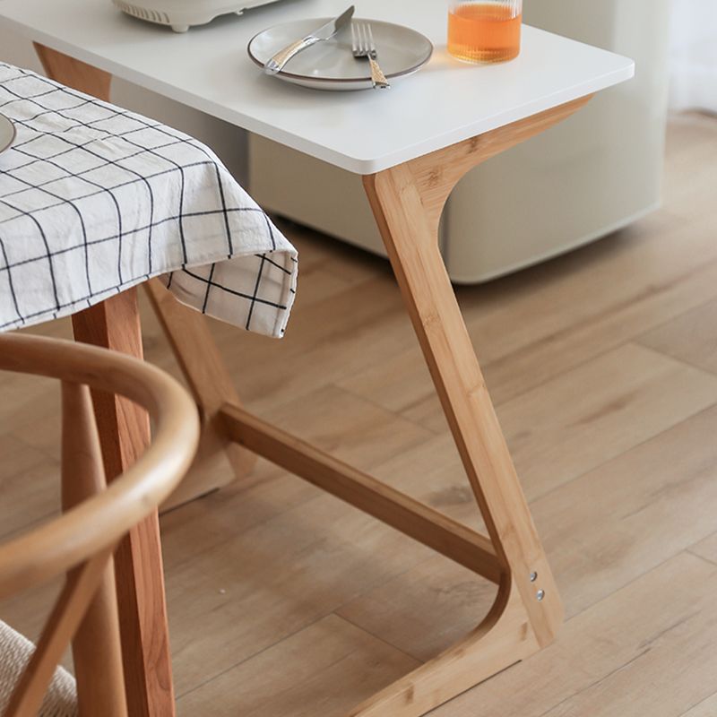 Modern Z-Shaped Wooden End Table 15.7" D Simple Bamboo Side Table