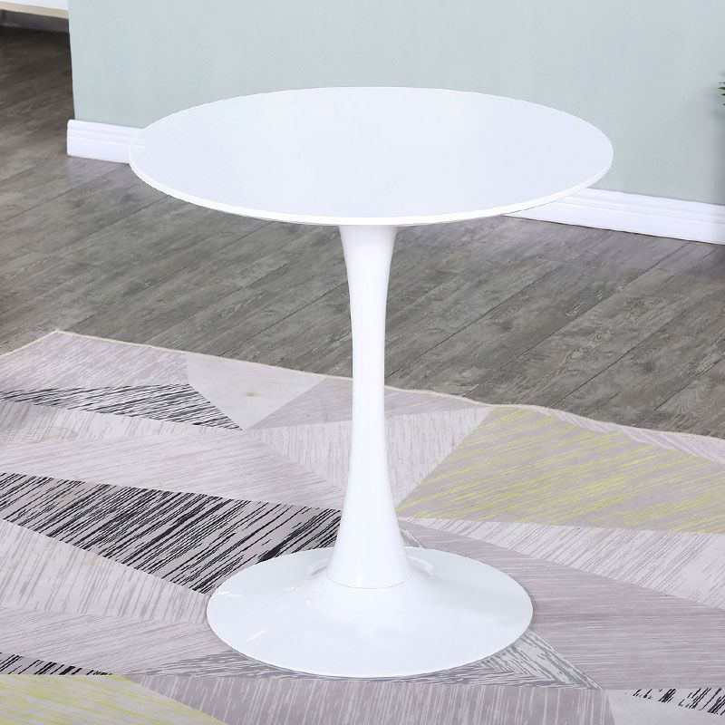 Modern Wood Table for Restaurant Round Table with Metal Pedestal