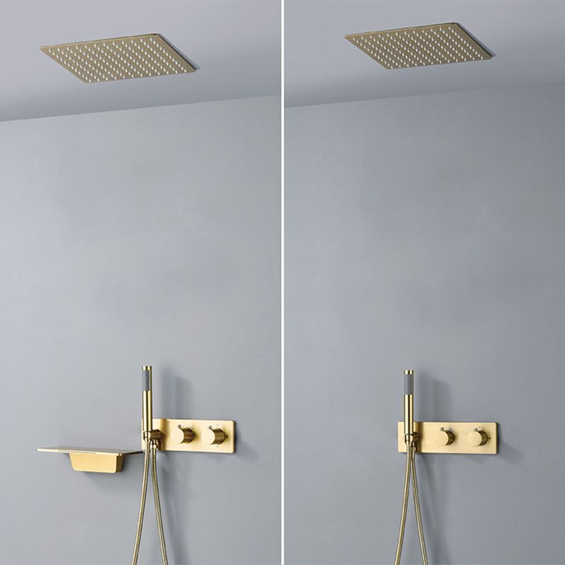 Modern Shower System Brass Temperature Control Fixed Shower Head Shower Combo