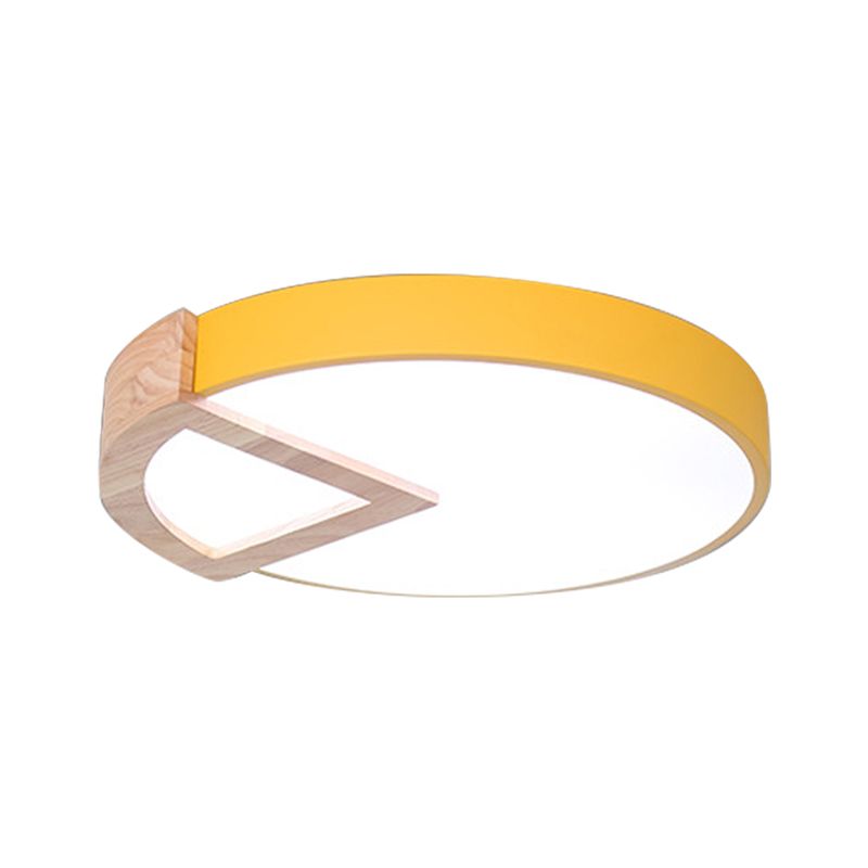 Lámpara de techo redonda para dormitorio de niños y niñas, luz de montaje empotrada de macarrón nórdico acrílico