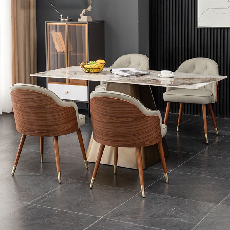 Chaise de salle à manger en cuir microfibre de style Glam, chaise simple à bras arrière solide