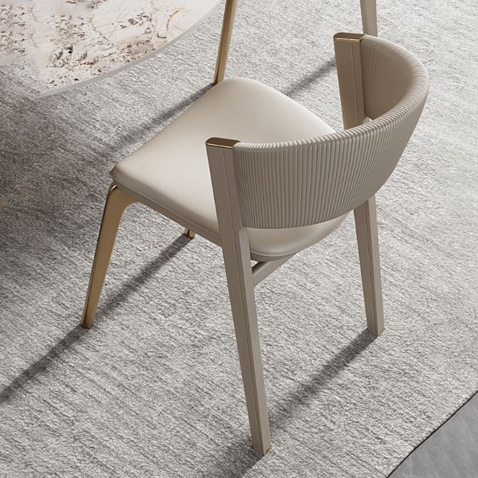 Faux Leather Dining Chair Nordic Style Open Back Armless Chair