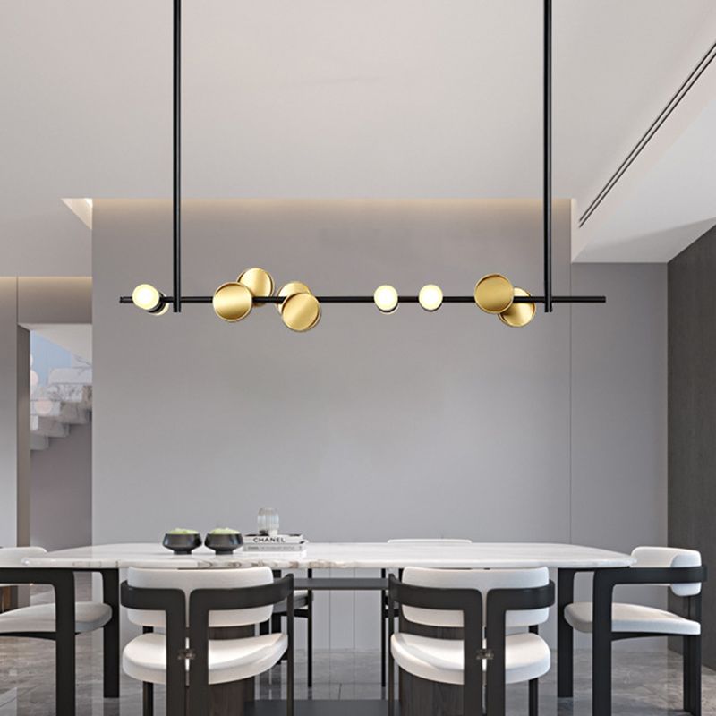 Modern Pendant Chandelier Linear Island Lighting 3 Light Metal Island Lights in Black