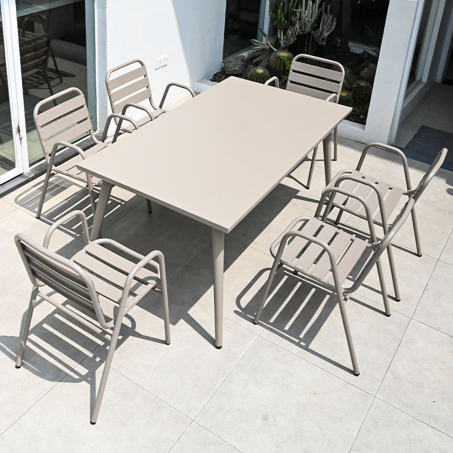 Boho Style Dining Set Grey Metal 1/5/7 Pieces Dining Set with Metal Frame