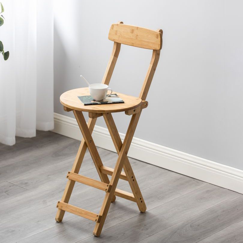 Indoor Simple Armless Wood Barstool Folding Single Counter Stool