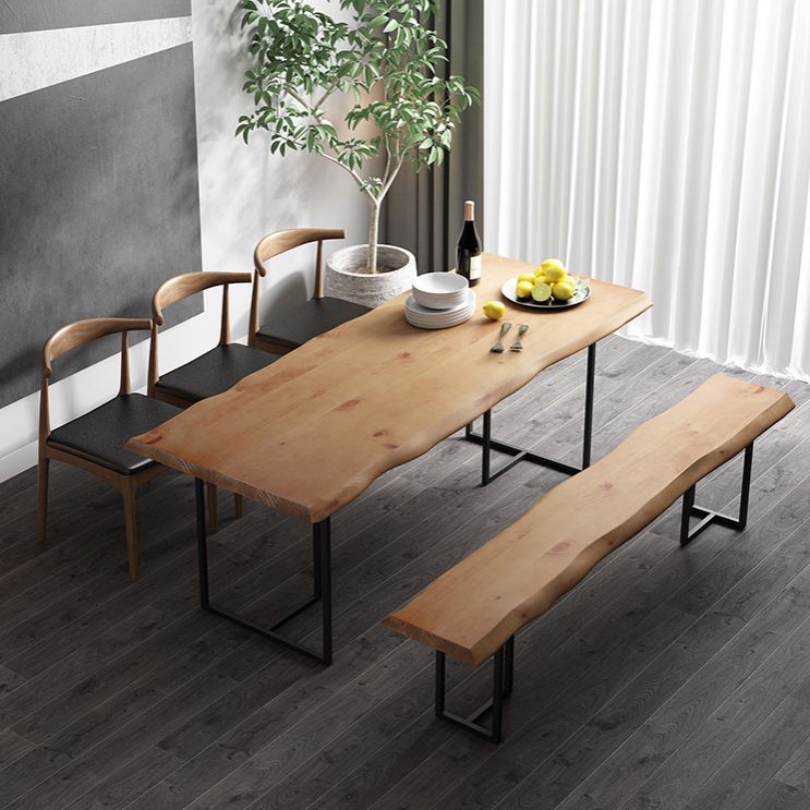Modern 1/5 Pieces Dining Set Rectangle Pine Wood Dining Table for Cafe
