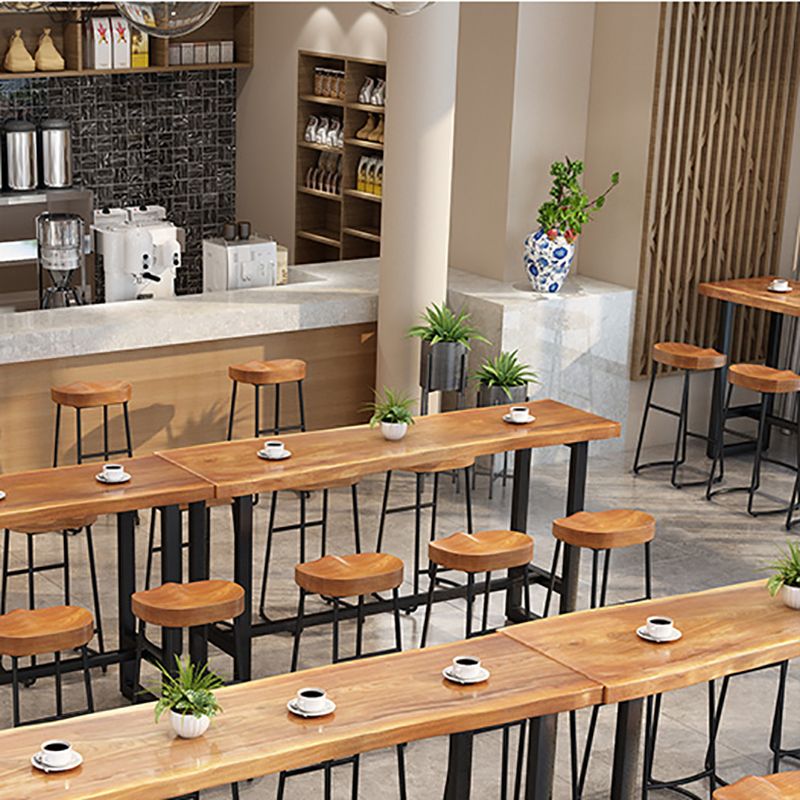 Rectangle Solid Wood Bar Table Trestle Base Dining Table for Kitchen Living Room