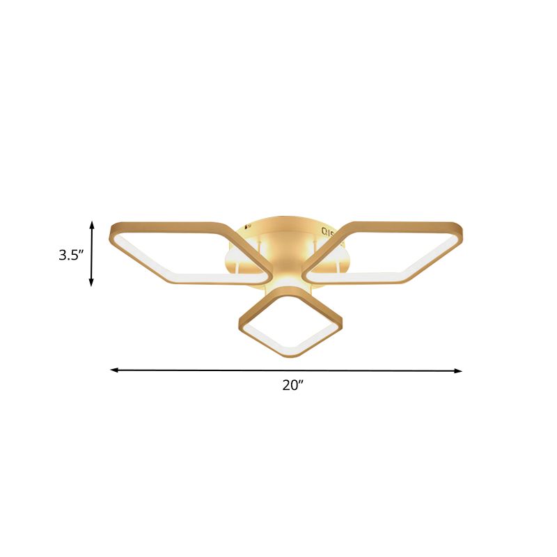 Witte rhombus plafond spoeling mount moderne led acryl semi spoeling verlichting in wit/warm licht, 20 "/21" breed