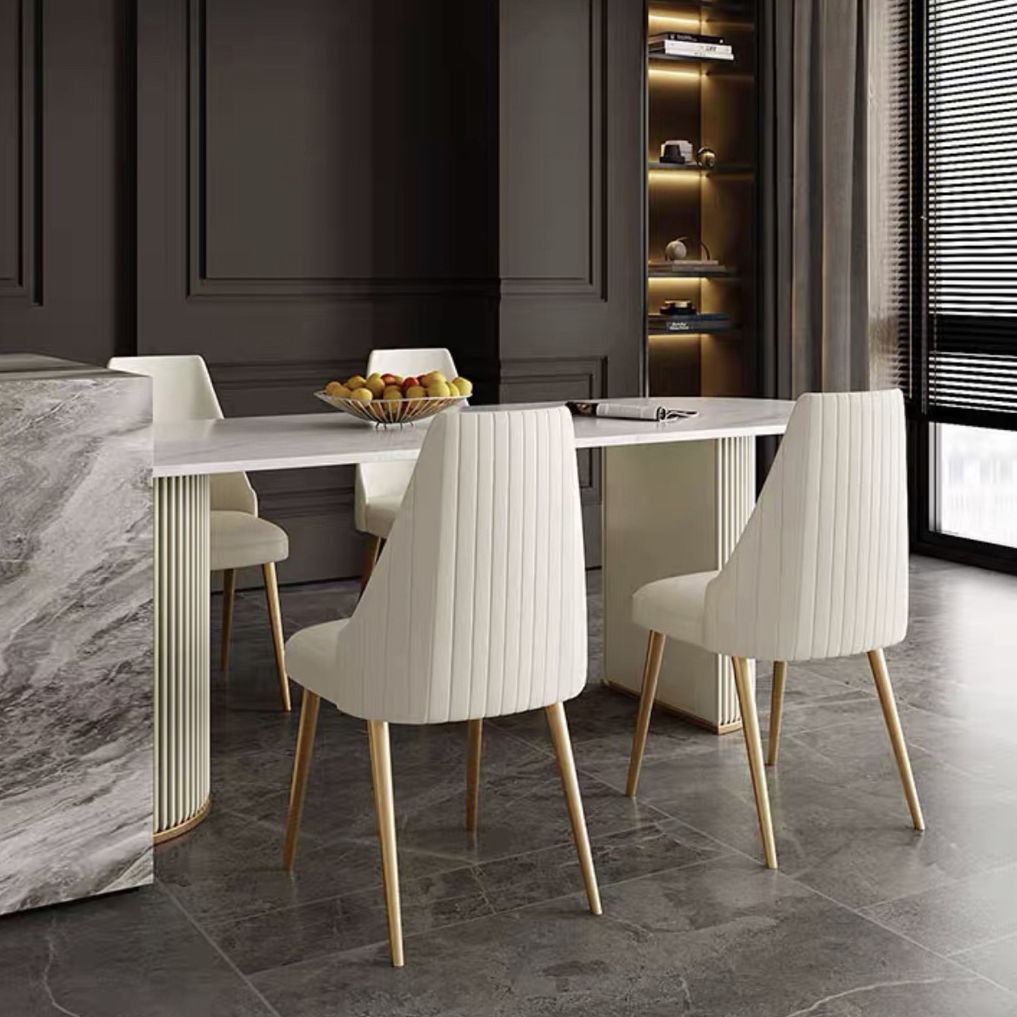 Tavolo da pranzo in stile moderno a forma ovale tavolo fisso bianco con pietra sinterizzata