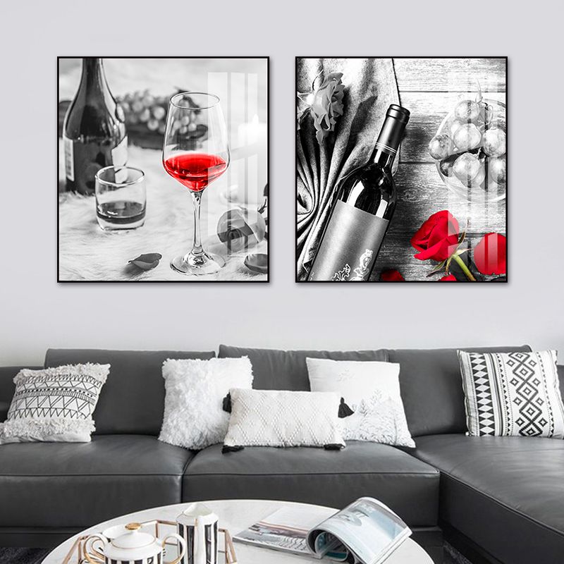 Photo Drinks Wall Art Set Bright Color Contemporary Canvas Print for Dining Room